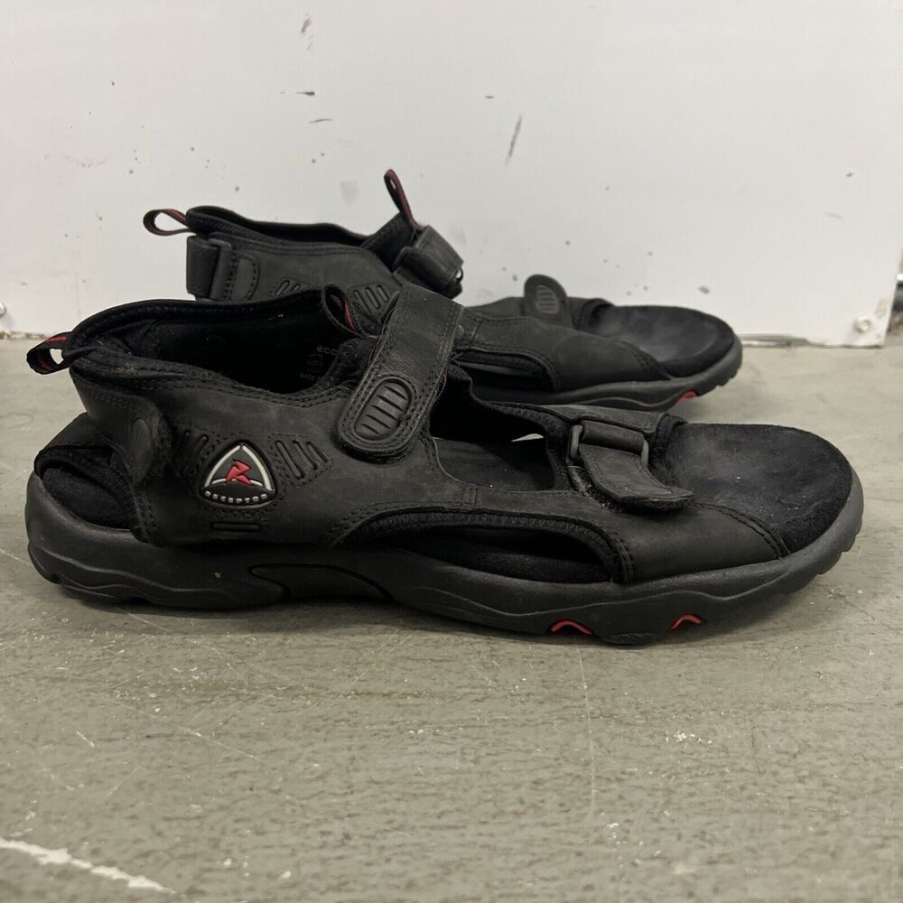 Ecco Receptor Black Leather Active Sandals Size US 13‎ EUR 46